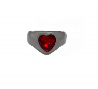 Кольцо Grey- Red Heart